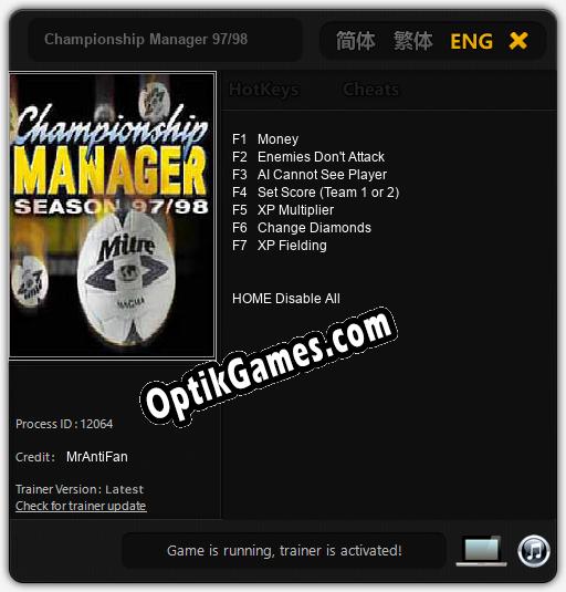 Trainer for Championship Manager 97/98 [v1.0.1]