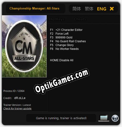 Trainer for Championship Manager: All-Stars [v1.0.8]
