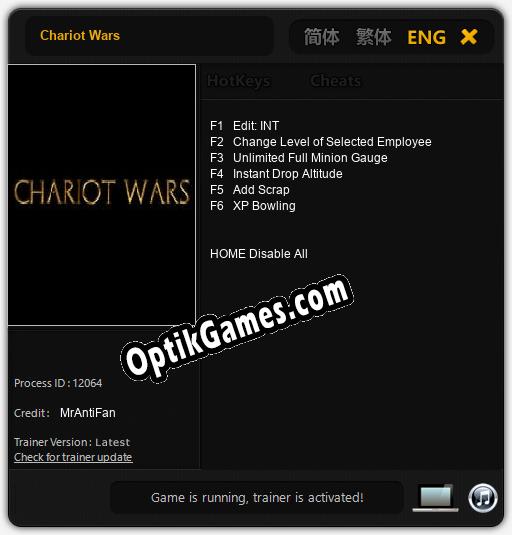 Trainer for Chariot Wars [v1.0.8]