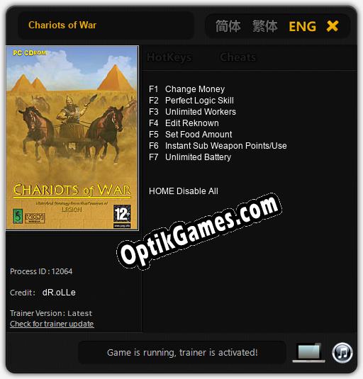 Chariots of War: Cheats, Trainer +7 [dR.oLLe]
