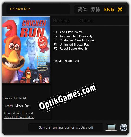Chicken Run: TRAINER AND CHEATS (V1.0.17)