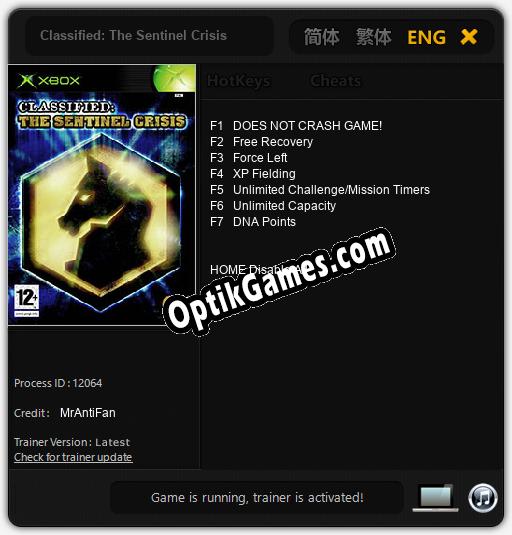 Classified: The Sentinel Crisis: Cheats, Trainer +7 [MrAntiFan]