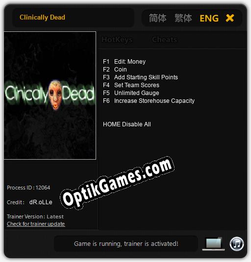 Clinically Dead: TRAINER AND CHEATS (V1.0.20)
