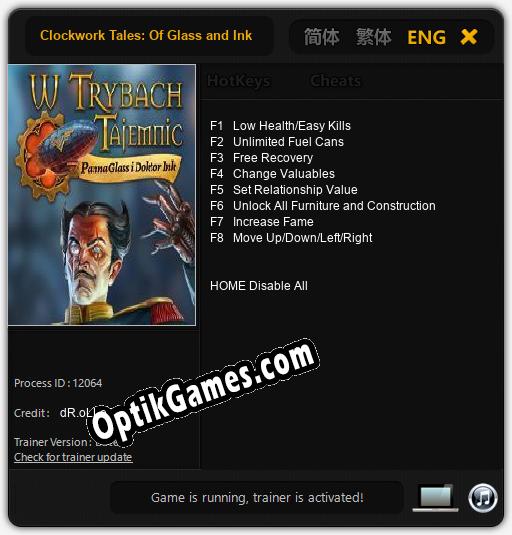 Trainer for Clockwork Tales: Of Glass and Ink [v1.0.9]