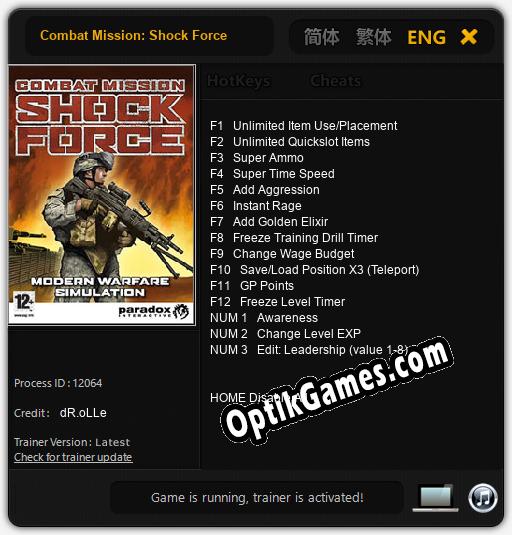 Combat Mission: Shock Force: Cheats, Trainer +15 [dR.oLLe]