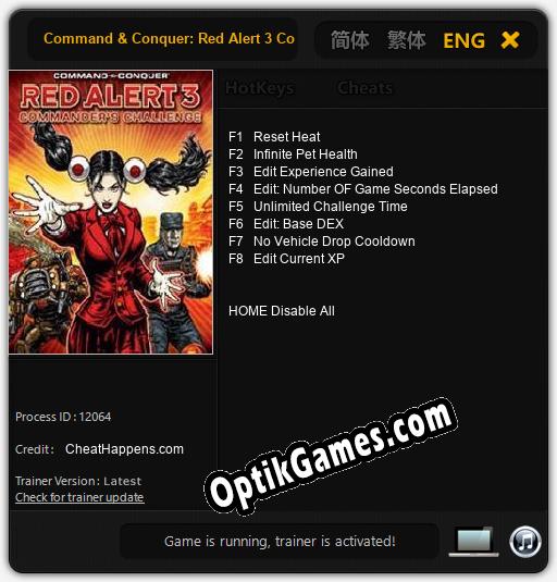 Command & Conquer: Red Alert 3 Commanders Challenge: Trainer +8 [v1.8]