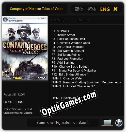 Company of Heroes: Tales of Valor: TRAINER AND CHEATS (V1.0.24)