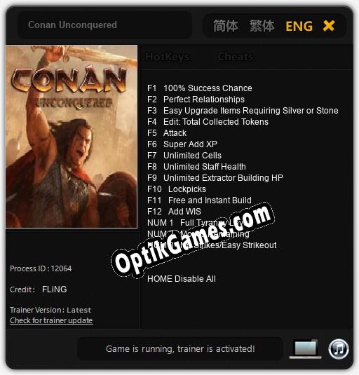 Conan Unconquered: Trainer +15 [v1.6]