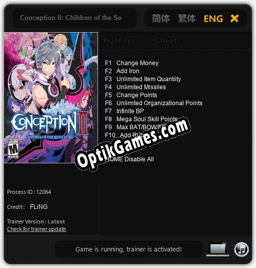 Conception II: Children of the Seven Stars: TRAINER AND CHEATS (V1.0.20)