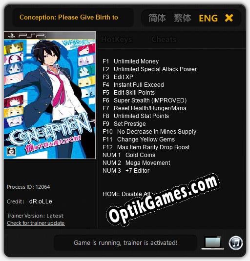Conception: Please Give Birth to My Child!: TRAINER AND CHEATS (V1.0.62)