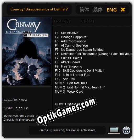 Conway: Disappearance at Dahlia View: Cheats, Trainer +15 [dR.oLLe]