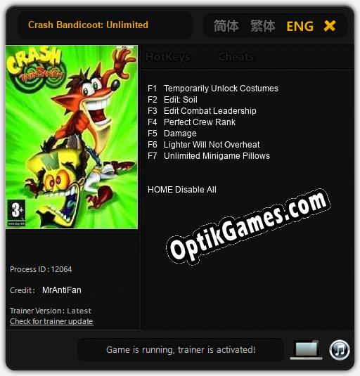 Crash Bandicoot: Unlimited: Cheats, Trainer +7 [MrAntiFan]