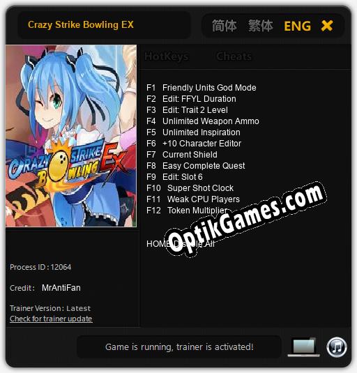 Crazy Strike Bowling EX: Trainer +12 [v1.9]