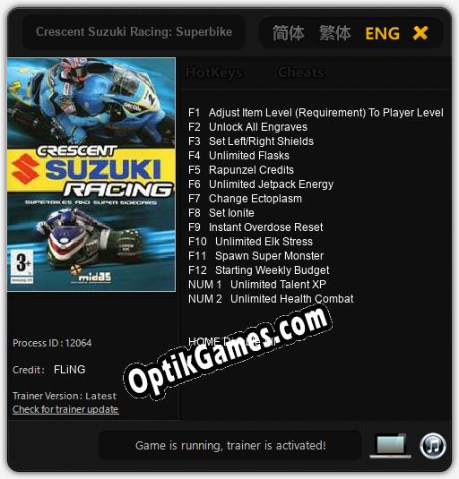 Crescent Suzuki Racing: Superbikes And Super Sidecars: TRAINER AND CHEATS (V1.0.14)