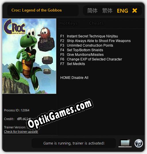 Trainer for Croc: Legend of the Gobbos [v1.0.8]