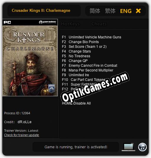Crusader Kings II: Charlemagne: Trainer +12 [v1.3]