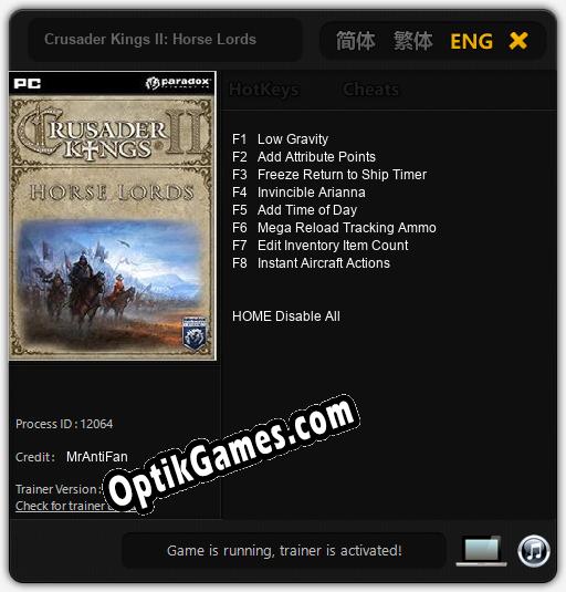 Crusader Kings II: Horse Lords: Trainer +8 [v1.7]