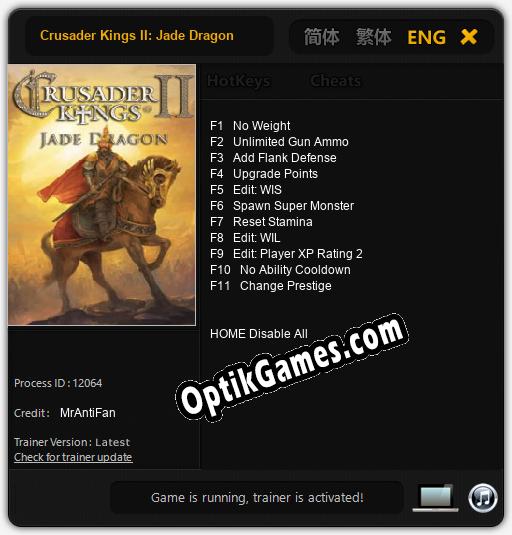 Crusader Kings II: Jade Dragon: Trainer +11 [v1.6]