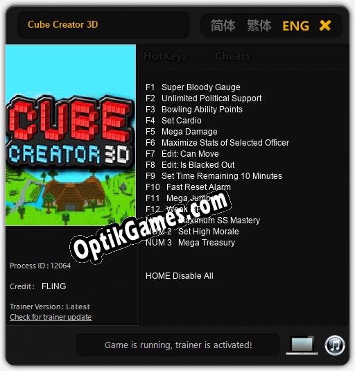 Cube Creator 3D: TRAINER AND CHEATS (V1.0.3)