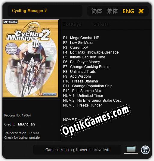 Cycling Manager 2: Cheats, Trainer +15 [MrAntiFan]