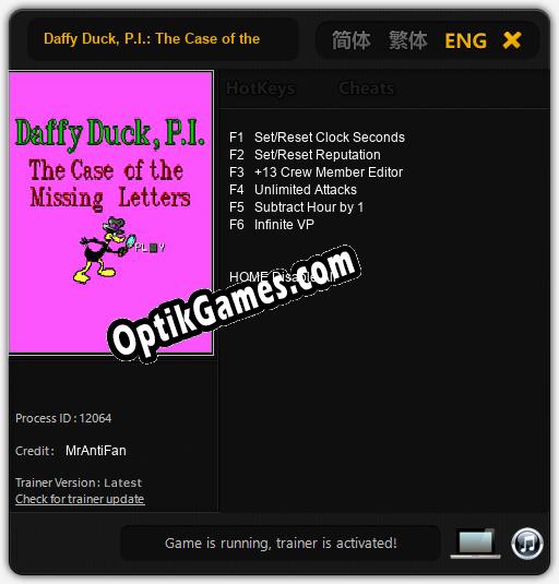 Daffy Duck, P.I.: The Case of the Missing Letters: Cheats, Trainer +6 [MrAntiFan]