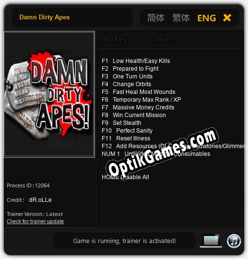 Damn Dirty Apes: Cheats, Trainer +13 [dR.oLLe]
