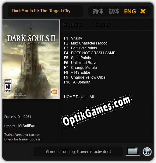 Trainer for Dark Souls III: The Ringed City [v1.0.3]