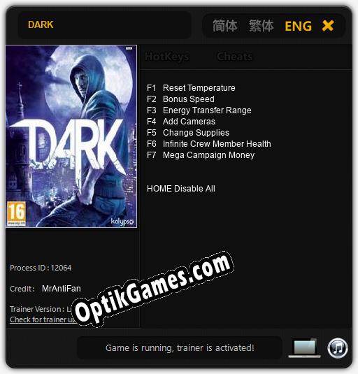 DARK: TRAINER AND CHEATS (V1.0.52)