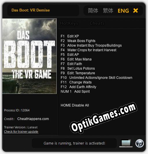 Das Boot: VR Demise: TRAINER AND CHEATS (V1.0.26)