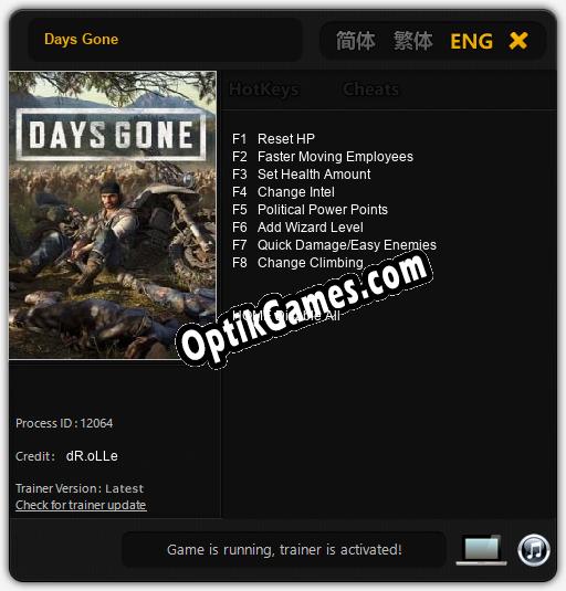 Days Gone: TRAINER AND CHEATS (V1.0.24)