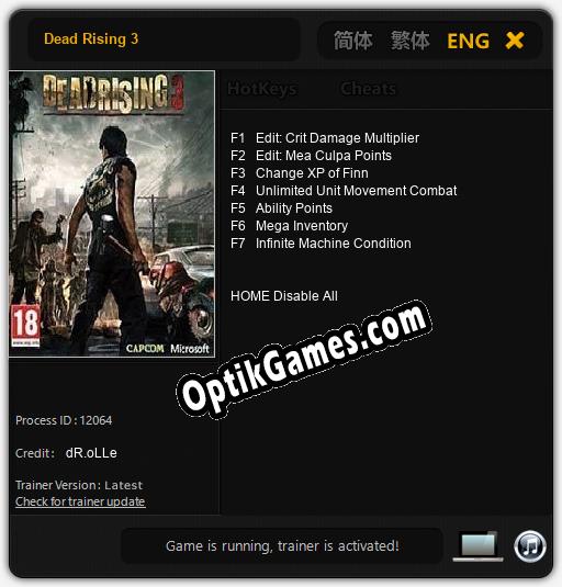 Dead Rising 3: TRAINER AND CHEATS (V1.0.68)