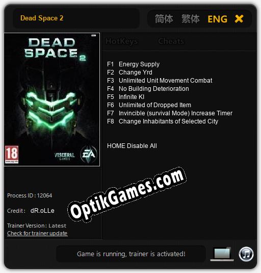 Dead Space 2: Trainer +8 [v1.4]