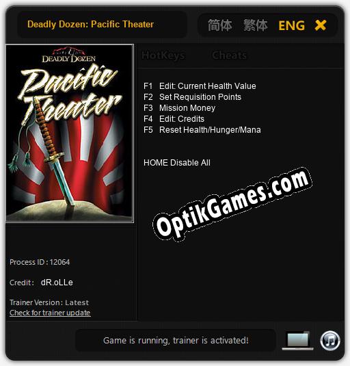 Deadly Dozen: Pacific Theater: Cheats, Trainer +5 [dR.oLLe]