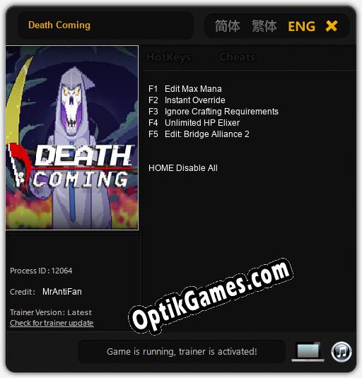 Death Coming: TRAINER AND CHEATS (V1.0.45)