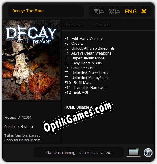 Decay: The Mare: TRAINER AND CHEATS (V1.0.10)