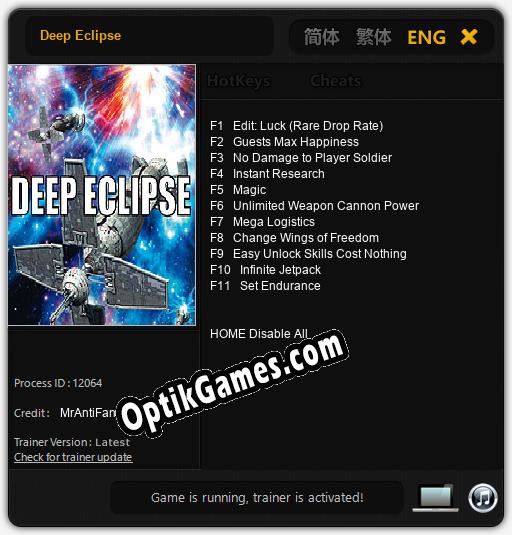 Deep Eclipse: Cheats, Trainer +11 [MrAntiFan]