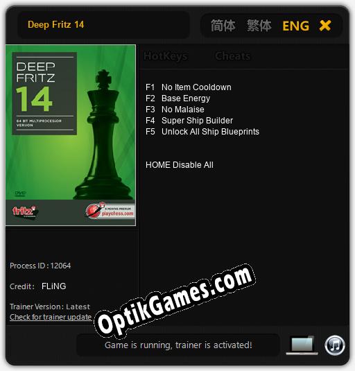 Deep Fritz 14: TRAINER AND CHEATS (V1.0.34)