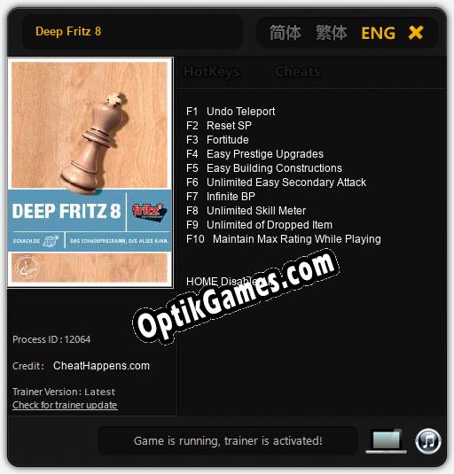 Deep Fritz 8: TRAINER AND CHEATS (V1.0.61)