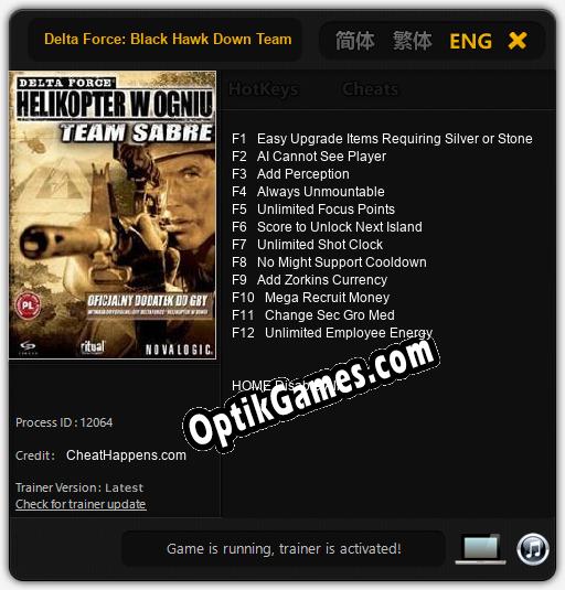 Delta Force: Black Hawk Down Team Sabre: Cheats, Trainer +12 [CheatHappens.com]