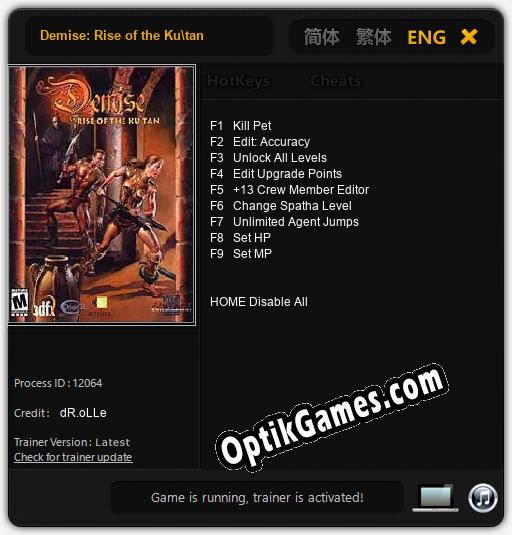 Demise: Rise of the Ku	an: Cheats, Trainer +9 [dR.oLLe]