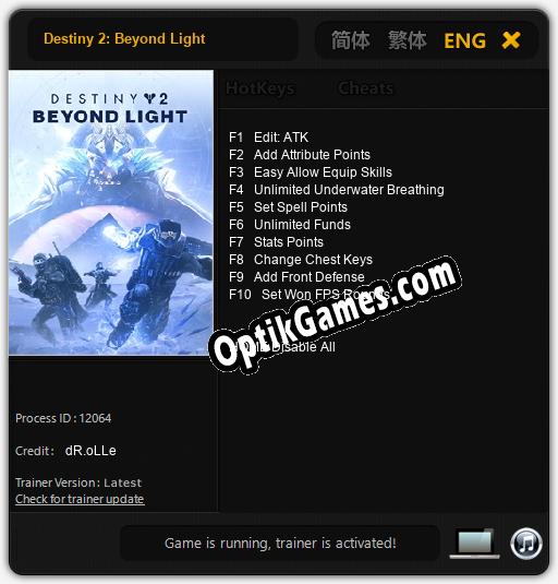 Destiny 2: Beyond Light: Cheats, Trainer +10 [dR.oLLe]