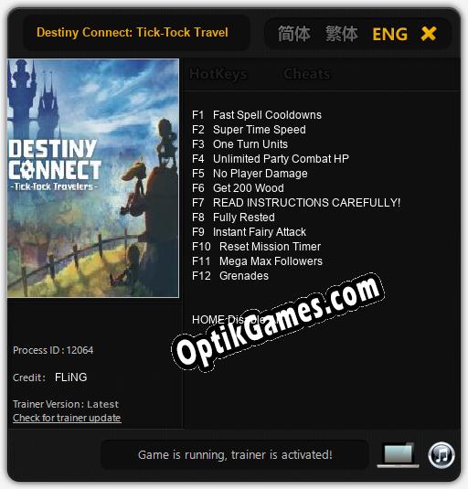 Destiny Connect: Tick-Tock Travelers: Trainer +12 [v1.1]