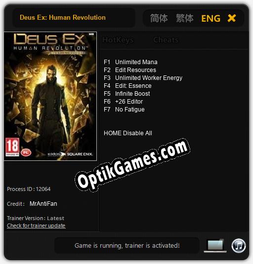 Deus Ex: Human Revolution: Trainer +7 [v1.6]