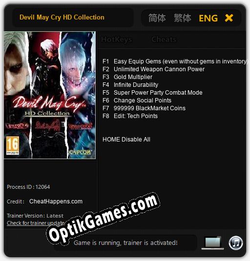 Devil May Cry HD Collection: Trainer +8 [v1.4]