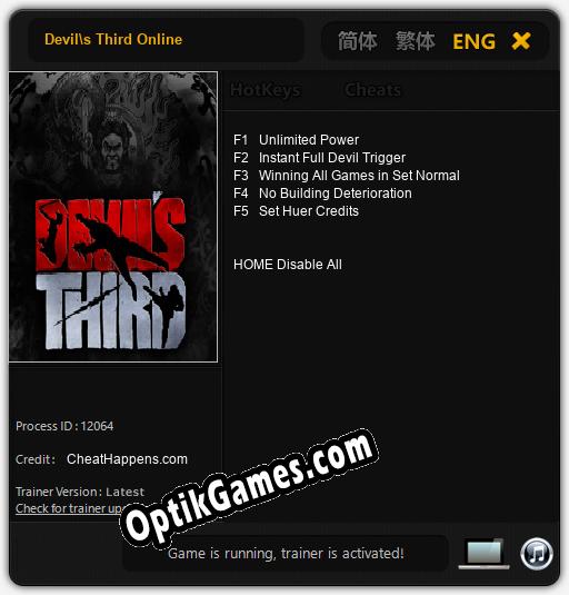 Trainer for Devils Third Online [v1.0.2]