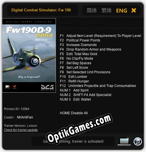 Digital Combat Simulator: Fw 190 D-9 Dora: Cheats, Trainer +15 [MrAntiFan]