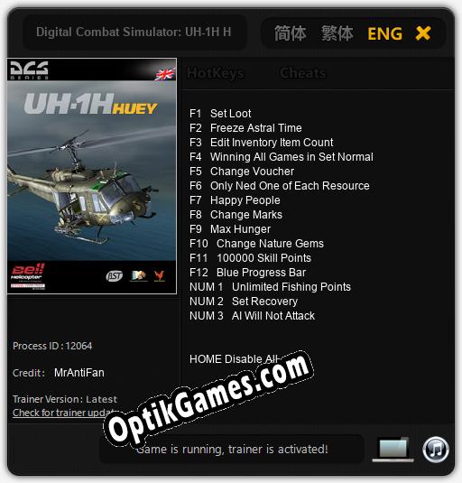 Digital Combat Simulator: UH-1H Huey: Trainer +15 [v1.5]