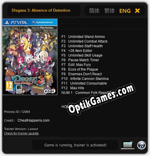 Disgaea 3: Absence of Detention: Trainer +13 [v1.4]