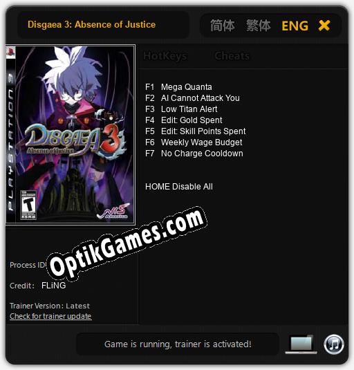 Disgaea 3: Absence of Justice: Trainer +7 [v1.6]