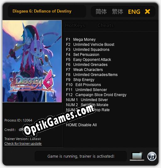 Disgaea 6: Defiance of Destiny: TRAINER AND CHEATS (V1.0.48)